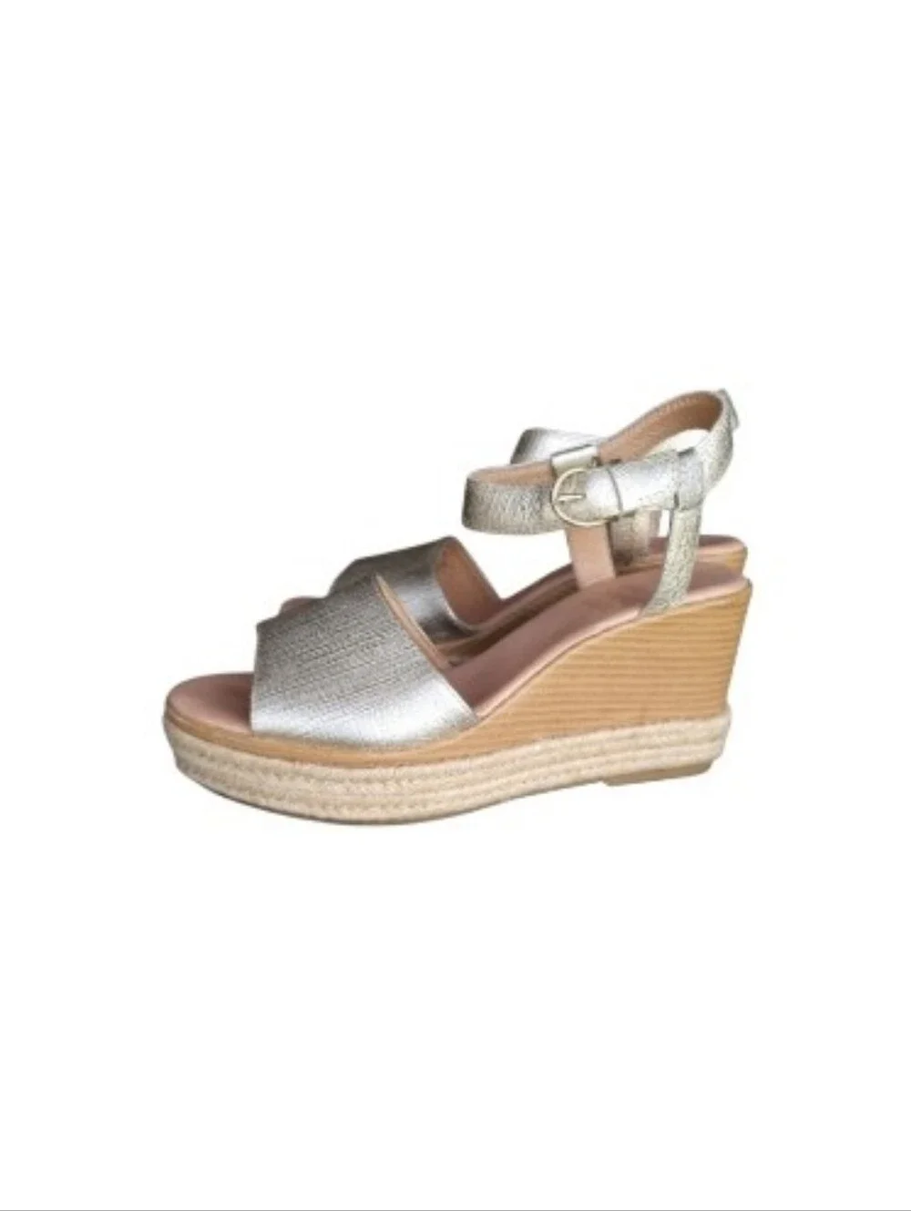 Sperry Topsider Leather Plushwave Fairwater Metallic Gold Tan Wedge Heel Women 9